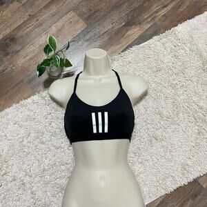Adidas Size XS Black White Striped Racerback Mesh Sports Bra